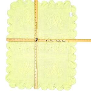 Baby Receiving Blanket Knitted Handmade 25" x 32" Yellow PRE-OWNED
